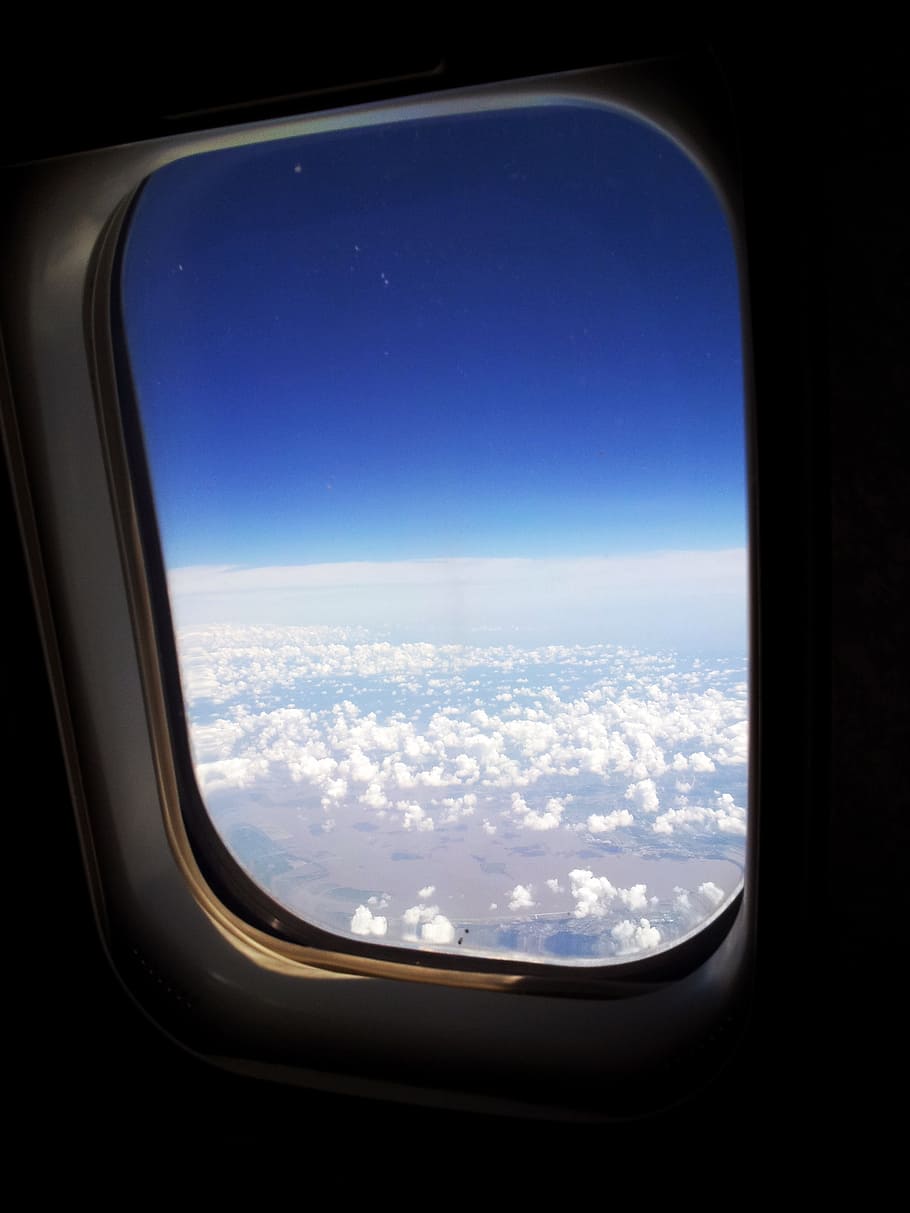 window view of airplane, cloud, sky, commerce and industry HD wallpaper