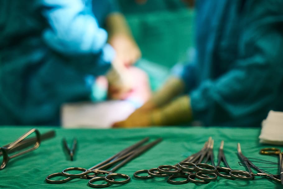 selective focus photography of surgical tools, surgery, hospital