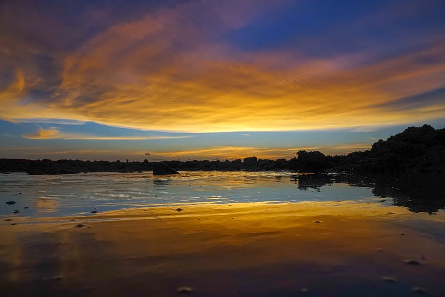 sky, sunset, darwin, sunset sky, horizon, sea, orange, water HD wallpaper