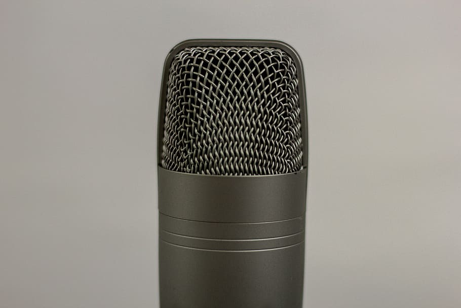 mic, microphone, recording, audio, indoors, studio shot, gray HD wallpaper
