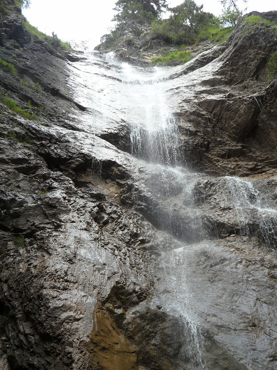 waterfall, high, mountains, flow, alpine, schleierfall, allgäu HD wallpaper