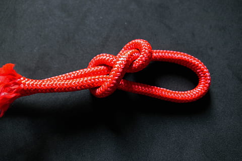 knot, rope, dew, red, twisted ropes, knotted, woven, red knot HD wallpaper