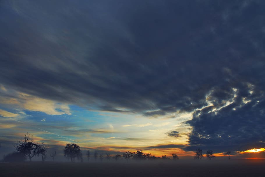 Sky, Clouds, Landscape, Nature, Summer, trees, blue, panorama HD wallpaper