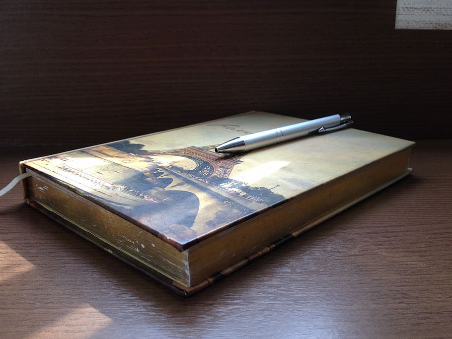 Book, Notebook, Pen, wood - Material, table, no people, indoors HD wallpaper