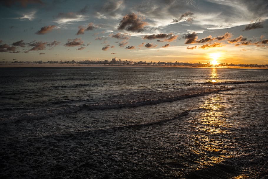 sunset, nature, sky, water, sea, cloud - sky, scenics - nature HD wallpaper