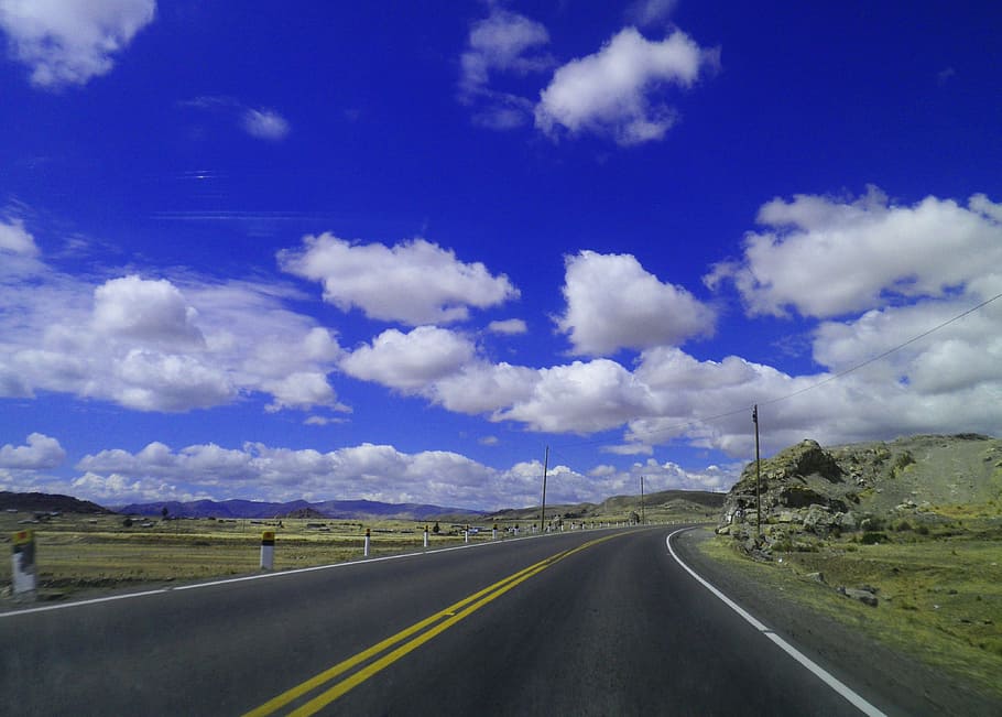 Road, Highway, Cloud, Clouds, sky, highlands, path, horizon HD wallpaper