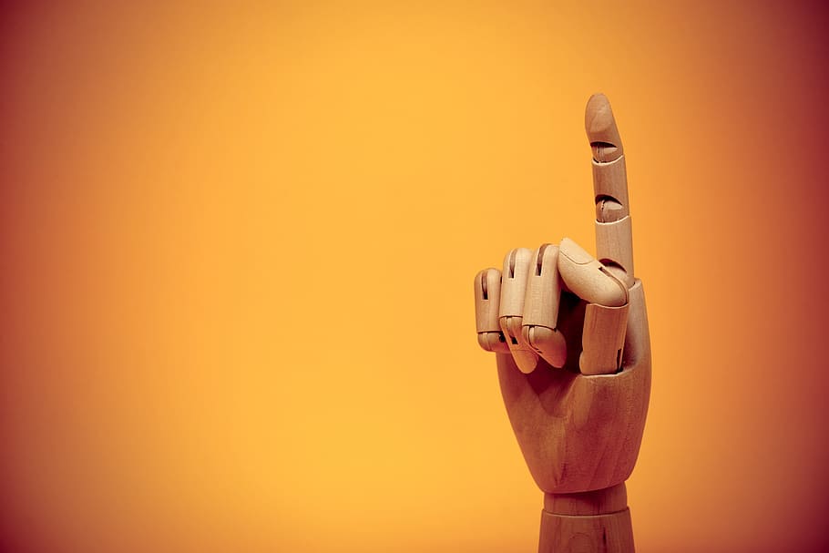 brown puppet hand, finger, forefinger, gesture, pointing, pointer