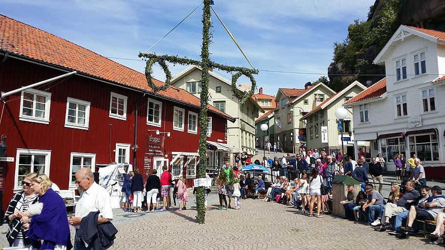 ingrid bergman square, celebrations, people, summer, fjällbacka, HD wallpaper
