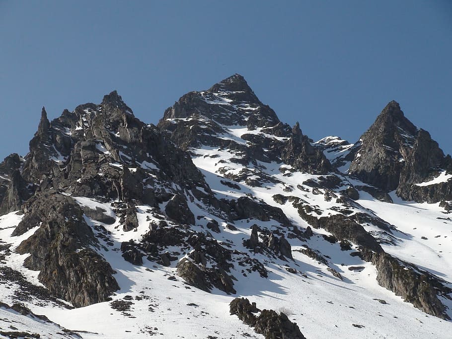 summit, mountains, alps, snow, winter, snowy, mountaineering HD wallpaper