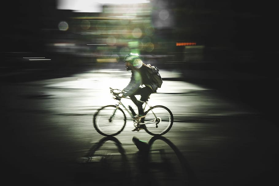 motion photography of man riding road bike, man riding on bicycle, HD wallpaper