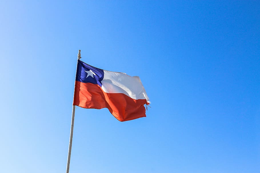 chilean flag, sky, blue sky, patriotism, low angle view, environment, HD wallpaper