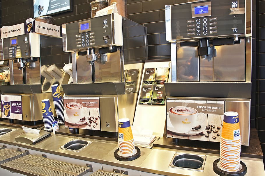 coffee, self service, pay, break time, technology, choice, store