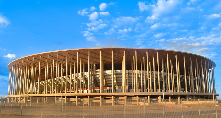 brown concrete stadium, National Stadium, Football, Brasilia