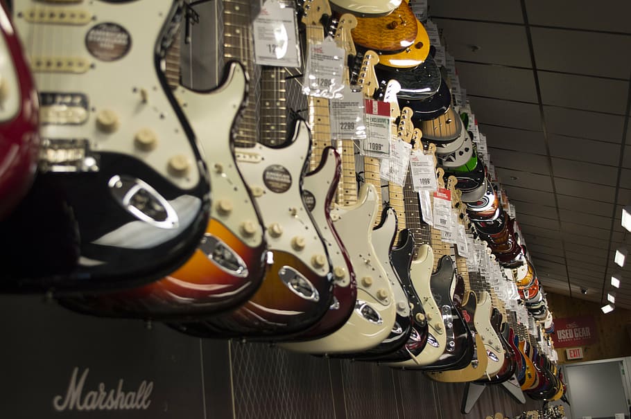 amp, electric, electric guitars, fender, music, strat, stratocaster, HD wallpaper