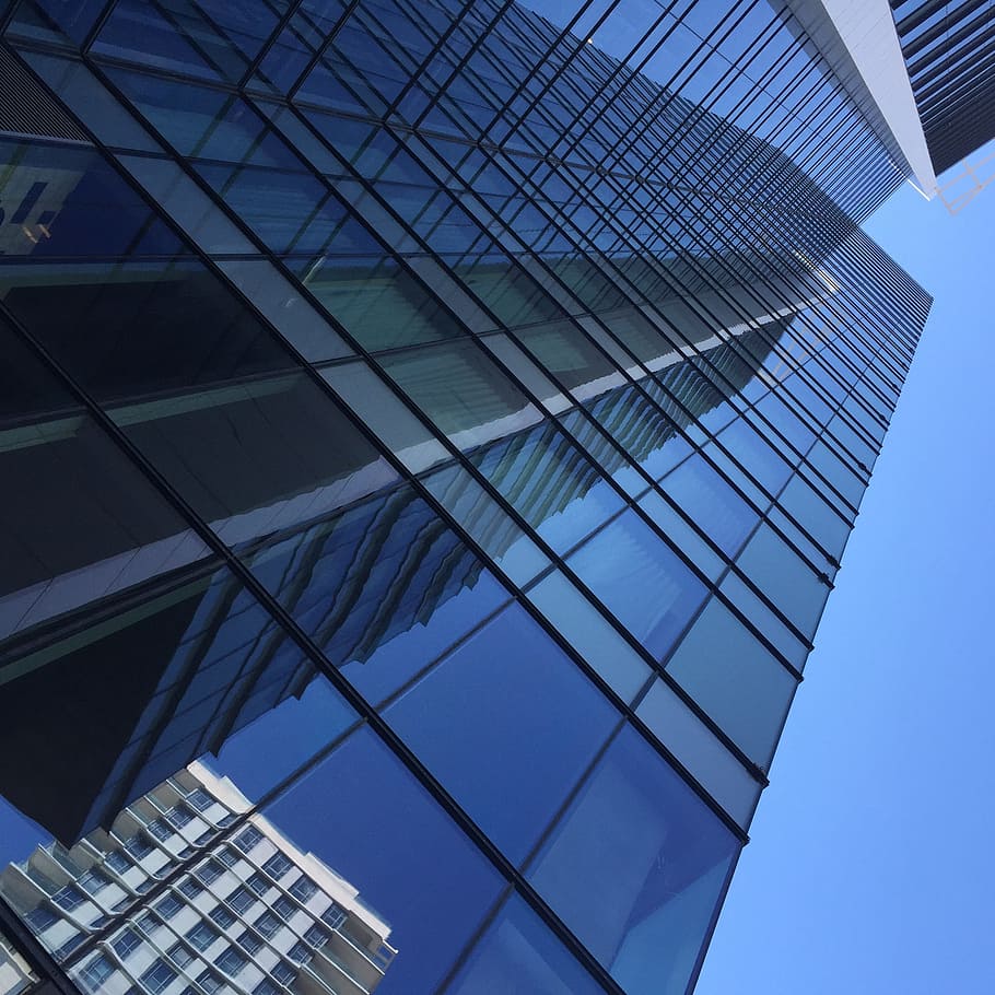 Skyscraper, Reflection, modern, architecture, glass - material HD wallpaper