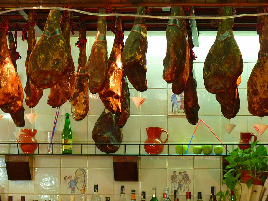 Ham, Spanish, Depend, Eat, Food, hanging, meat, food and drink HD wallpaper