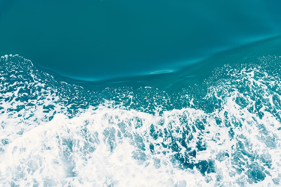 body of water, blue ocean waves, from above, drone view, sea HD wallpaper