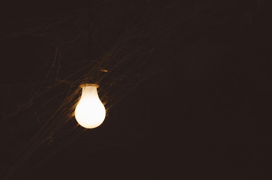 lighted LED bulb, light bulb, lightbulb, dark, bottom, musty HD wallpaper