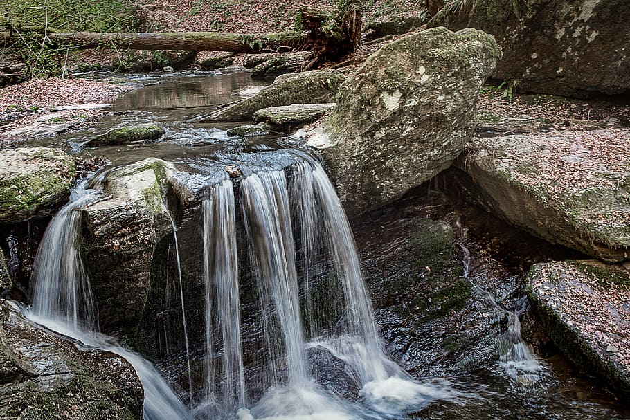 waterfall, river, rock, bach, hiking, ehrbach, rock - object HD wallpaper