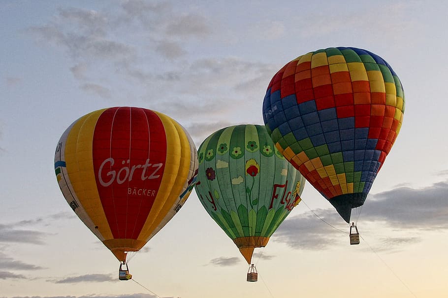 heissluftbaloone, fly, baloons, multi colored, sky, balloon HD wallpaper
