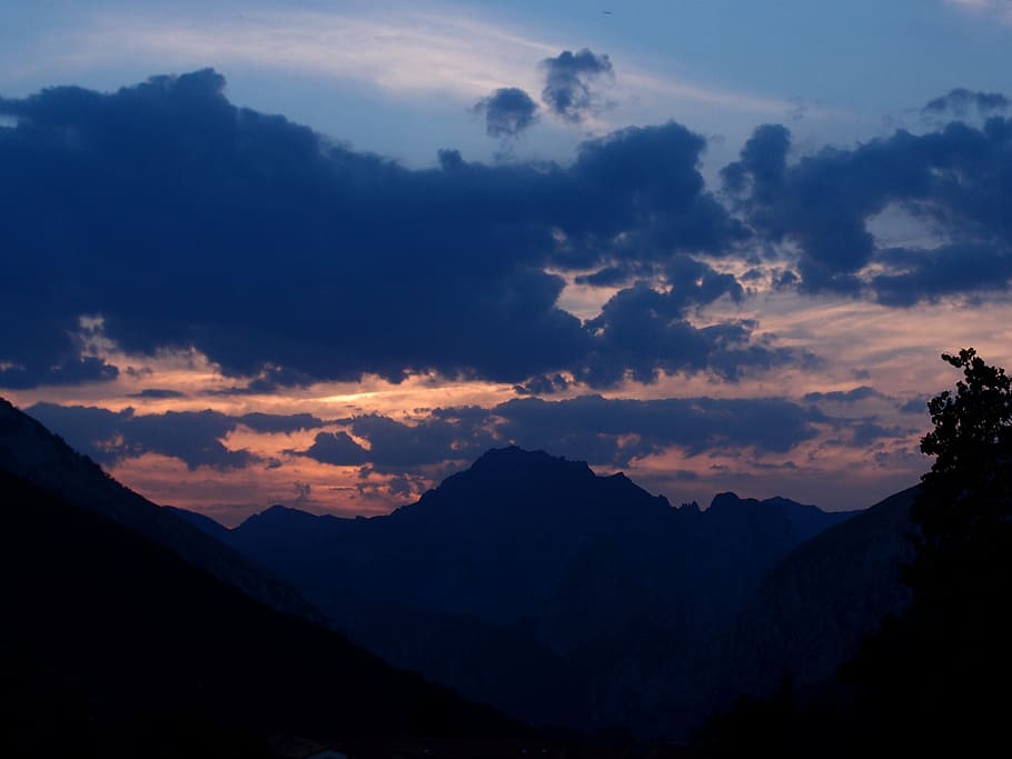landscape, sunset, sky, mountains, scenics - nature, beauty in nature HD wallpaper