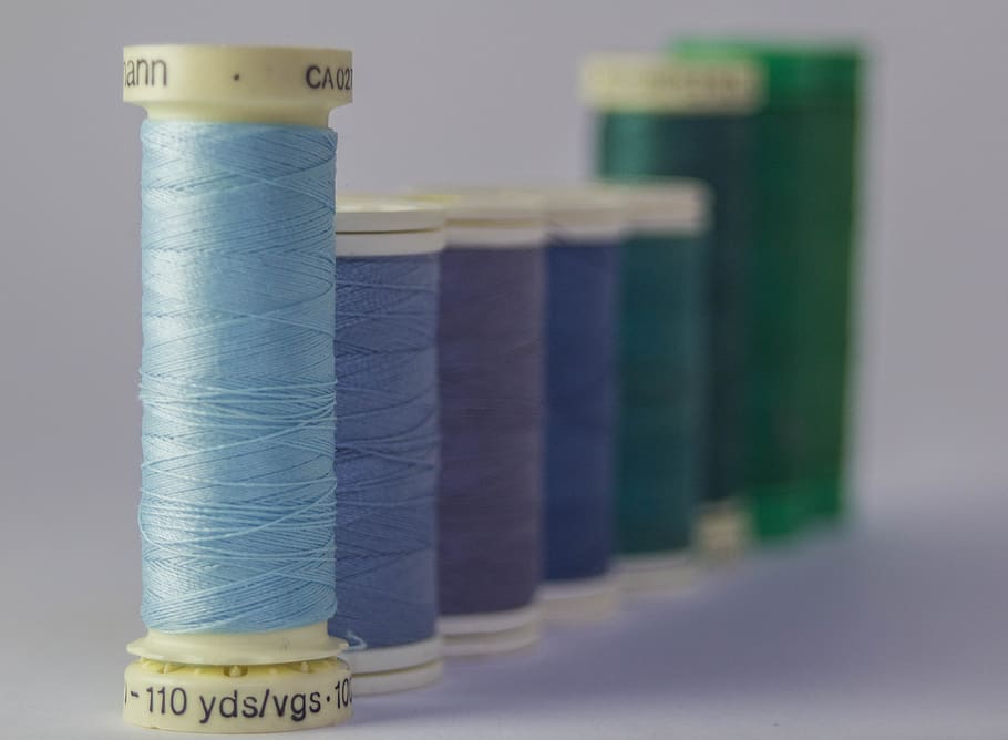 thread, threads, colors, coil, coils, haberdashery, blue, weaving HD wallpaper