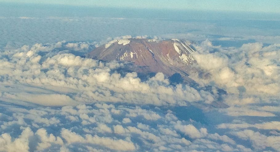 mountain surrounded by cloud formation, mount kilimanjaro, sky HD wallpaper