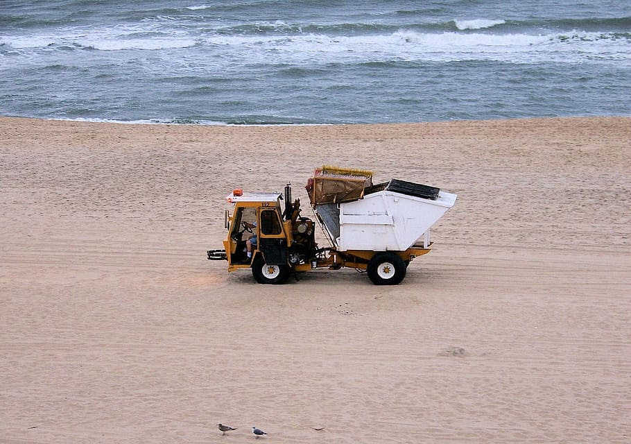 Landscape, Objects, Seasons, Beach, truck, sand, ocean, city HD wallpaper