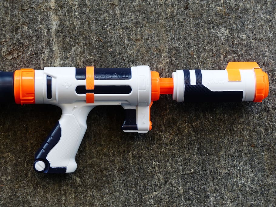 white, black, and orange Nerf blaster, Water Gun, Spray Gun, Pistol, HD wallpaper