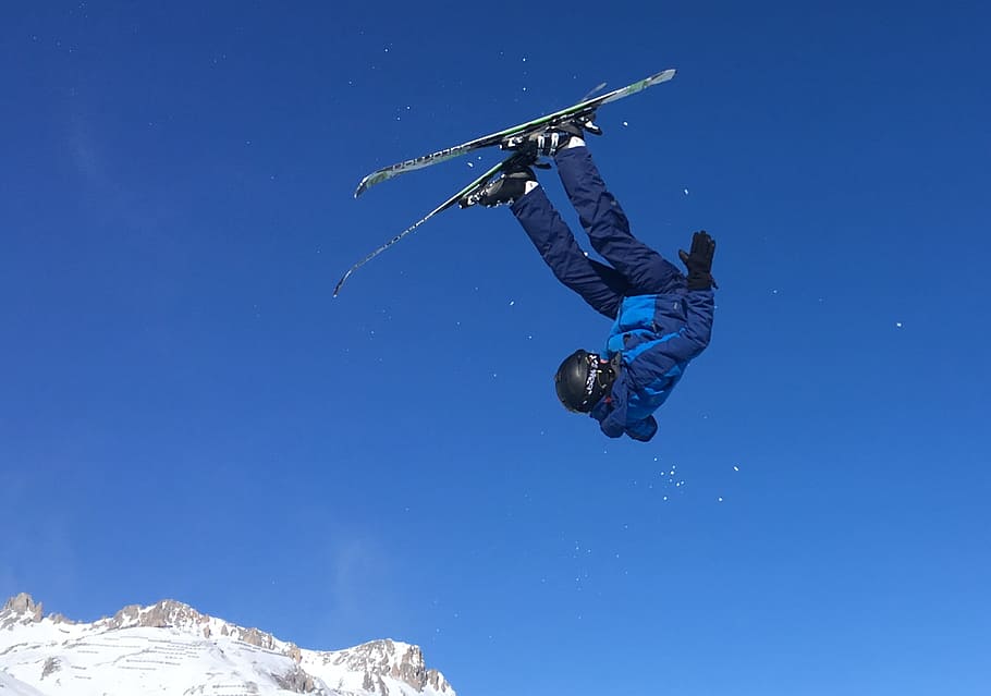ski, jump, val d'isere, one person, sport, full length, mid-air HD wallpaper