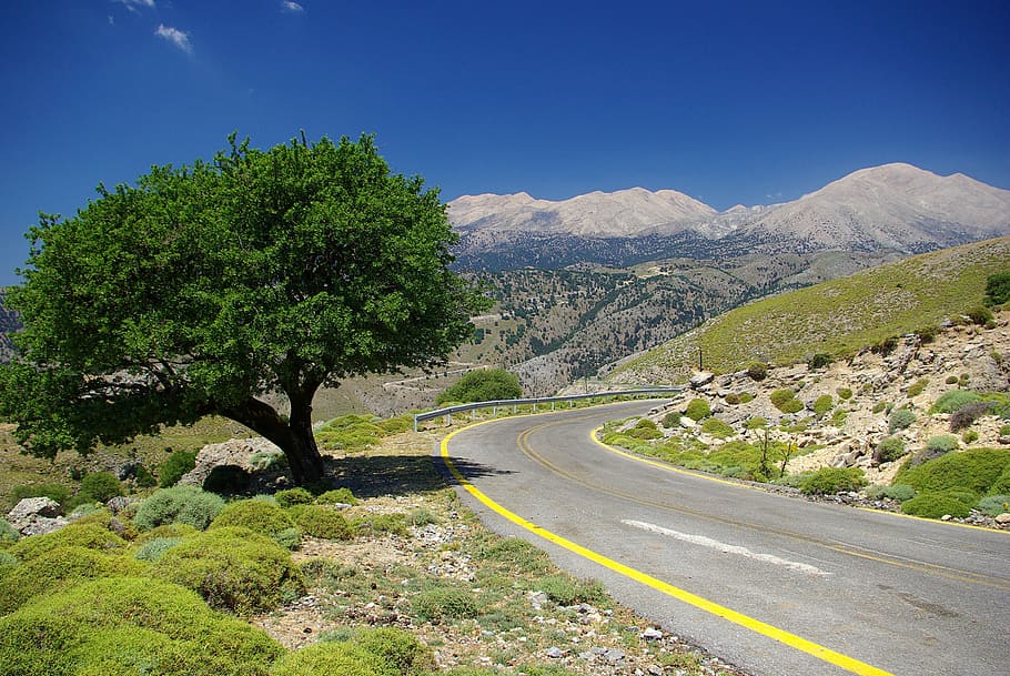 nature, creati, mountains, road, landscape, greece, asphalt HD wallpaper