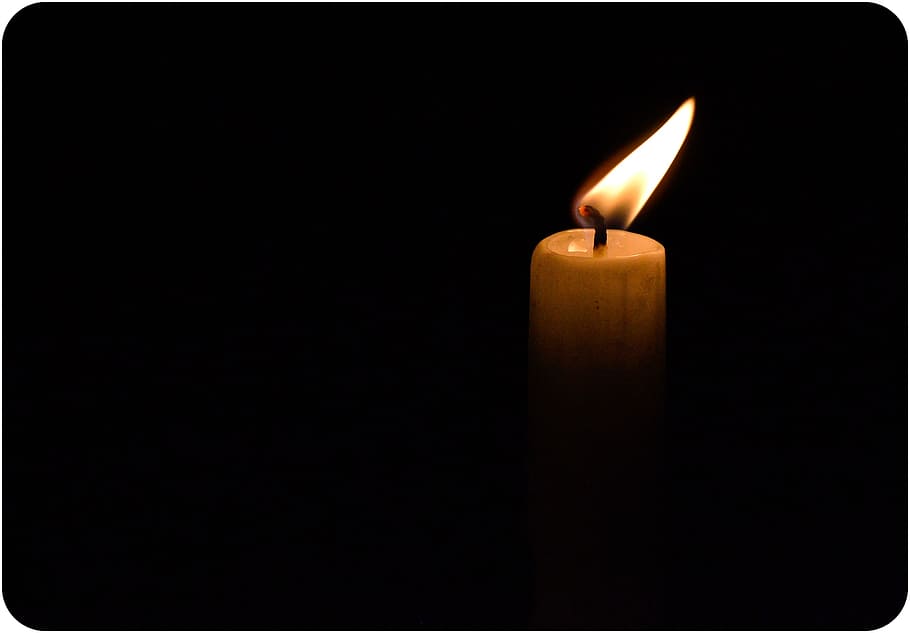 photo of lighted candle, flame, candlelight, burning, faith, night