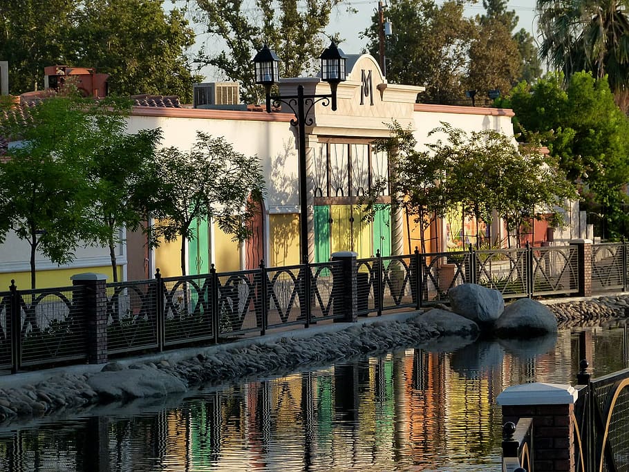 Bakersfield, Canal, Water, Building, scenery, city, california, HD wallpaper