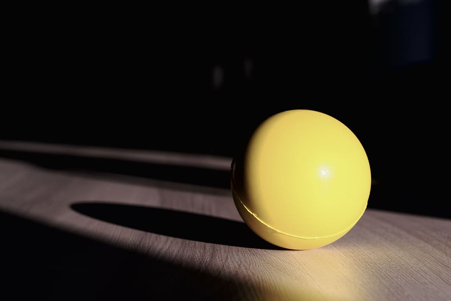 the ball, sphere, yellow, shadow, evening, relaxation, office HD wallpaper