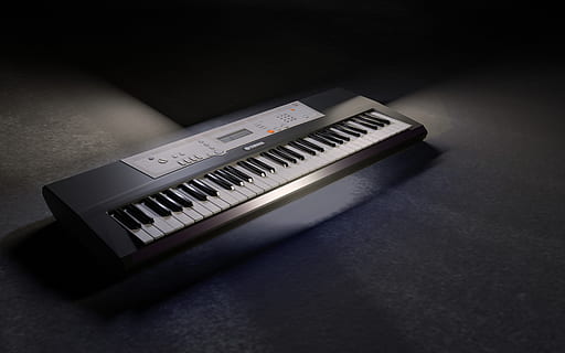 silhouette photography of Yamaha electronic keyboard, keys HD wallpaper