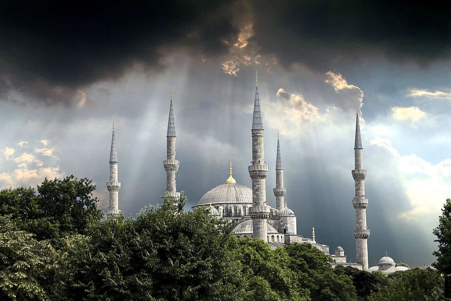 Taj Mahal Photo, architecture, castle, clouds, dark clouds, dawn HD wallpaper