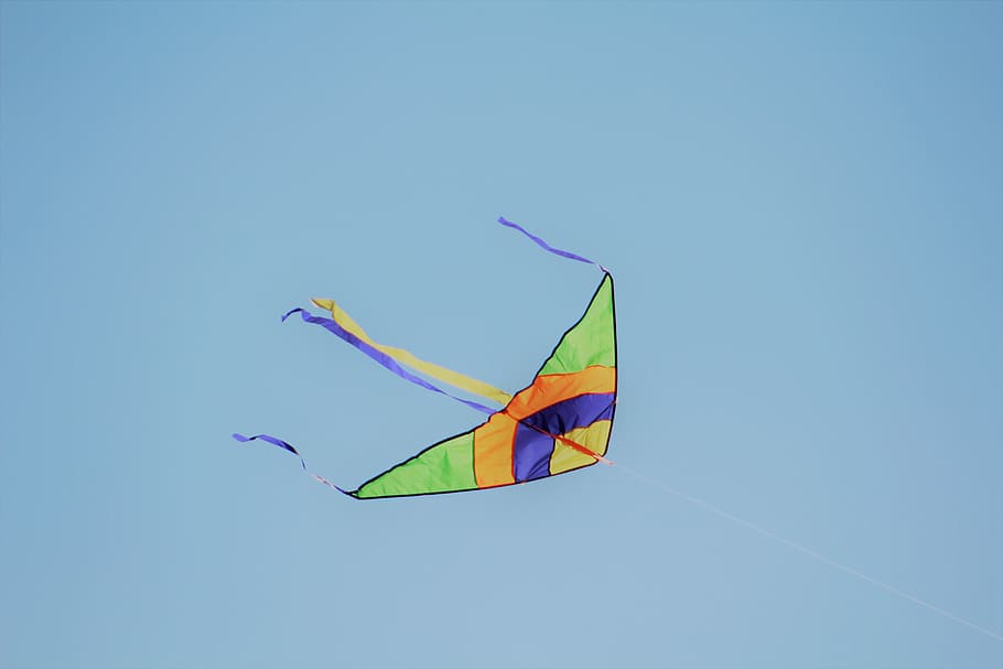 kite, colorful, sky, multi colored, blue, kite - toy, flying HD wallpaper