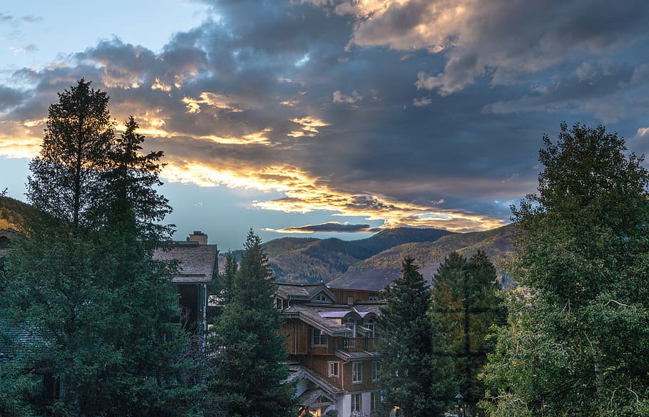 Vail Colorado, Colorado, Sunset, Clouds, Fall, dusk, mountains HD wallpaper