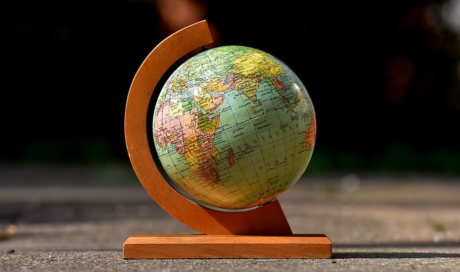 shallow focus photo of desk globe, old, earth, world, old world globe, HD wallpaper