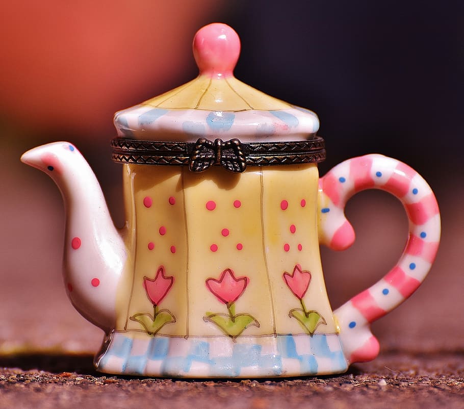 beige and white ceramic teapot container, drink, coffee pot HD wallpaper