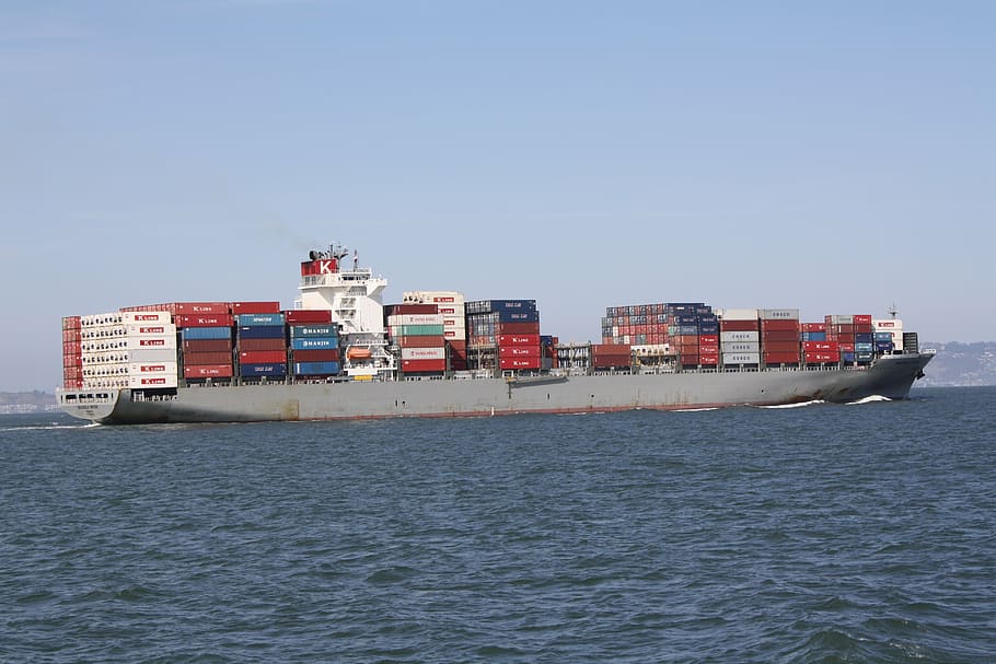 HD wallpaper: cargo ship, san francisco, bay, transportation, container ...