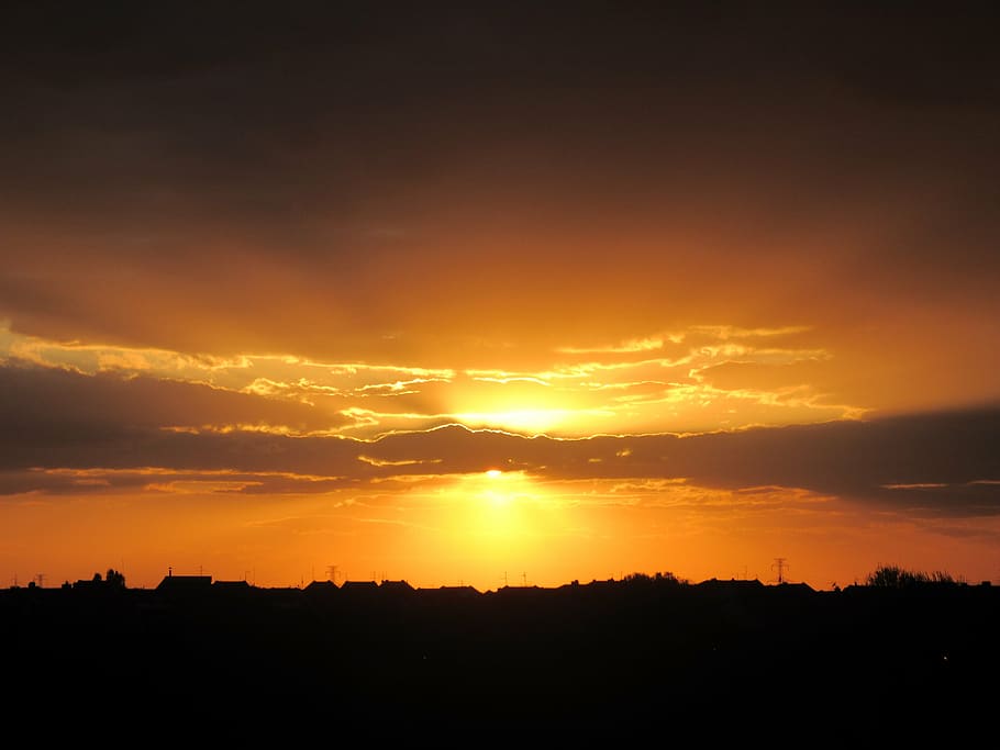sky and cloud during golden hour, sunset, colors, scenic, sunshine HD wallpaper