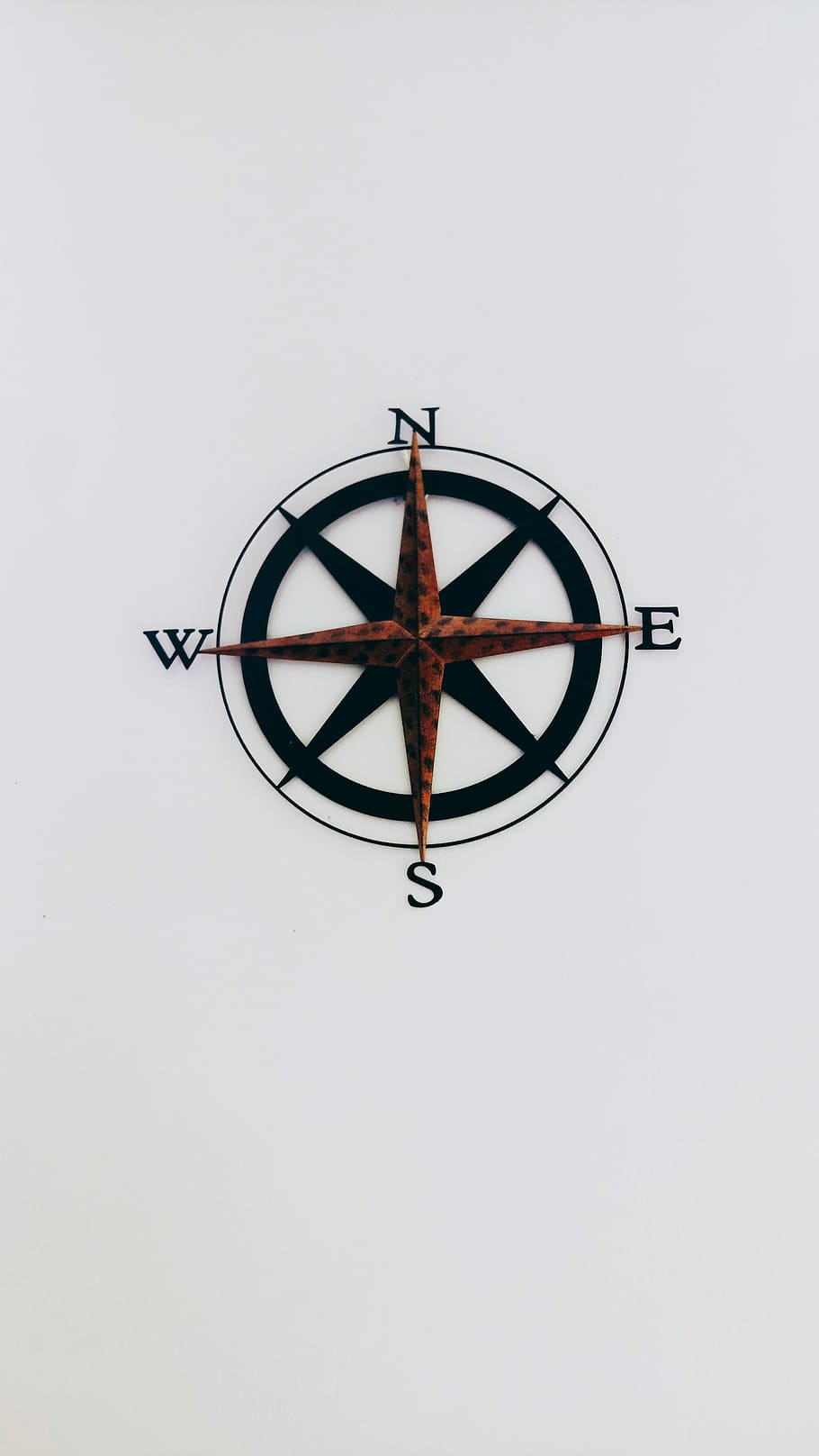 north, east, west, and south wall decor, brown and black compass