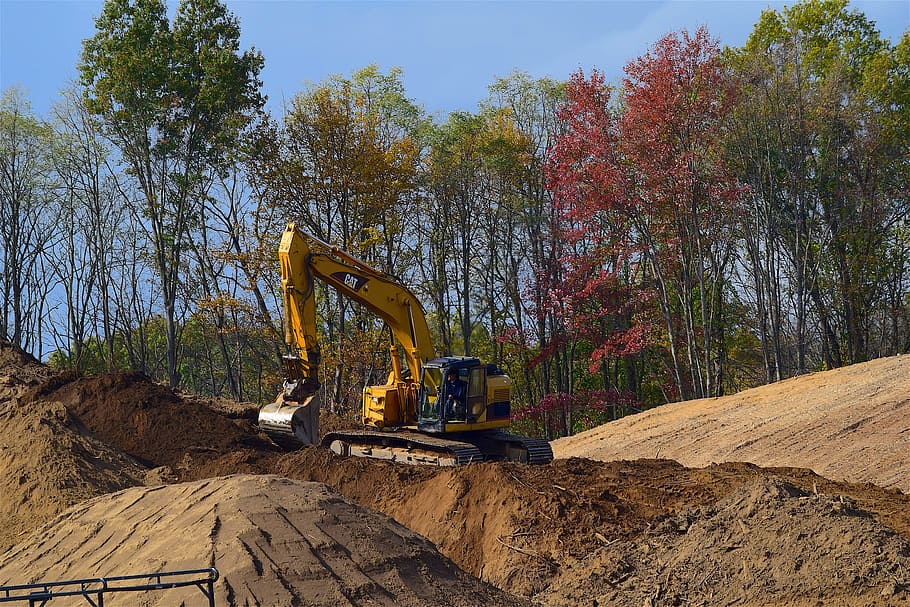 construction, machine, shovel, equipment, industry, work, site HD wallpaper