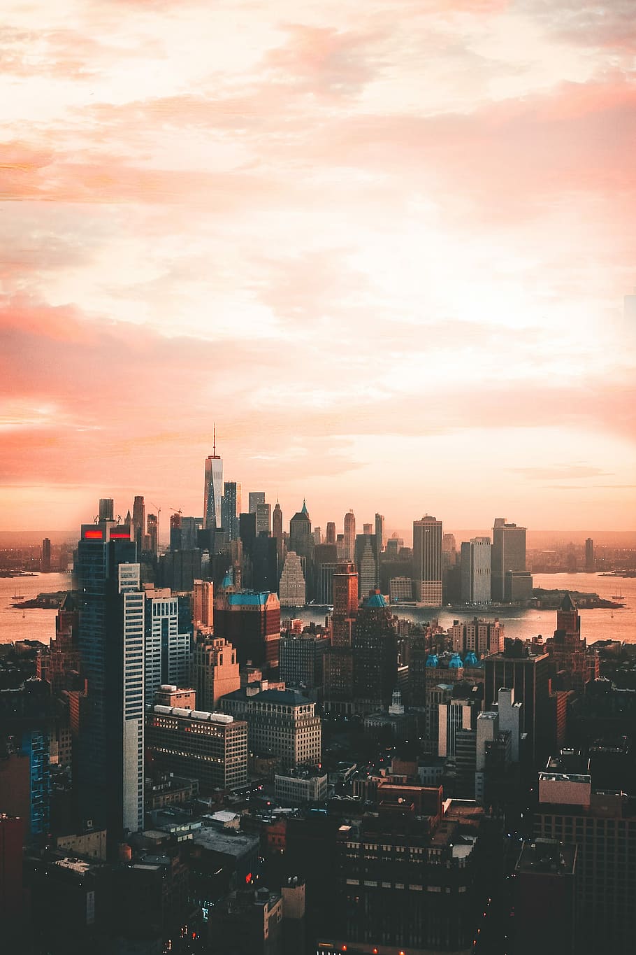 aerial photography of buildings, bird's eye-view photography of city buildings HD wallpaper