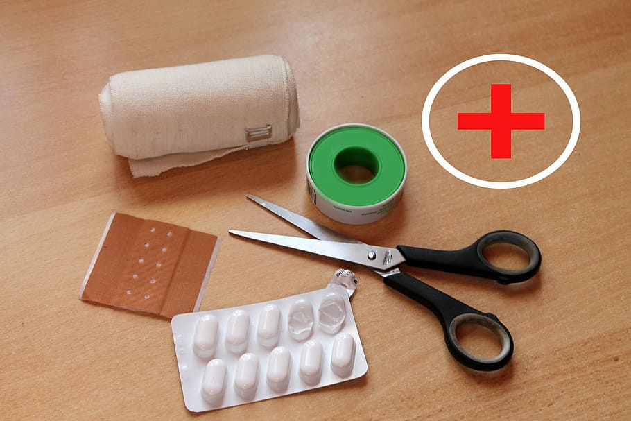 patch, tablets, scissors, ill, medical, tie, patch up, indoors HD wallpaper