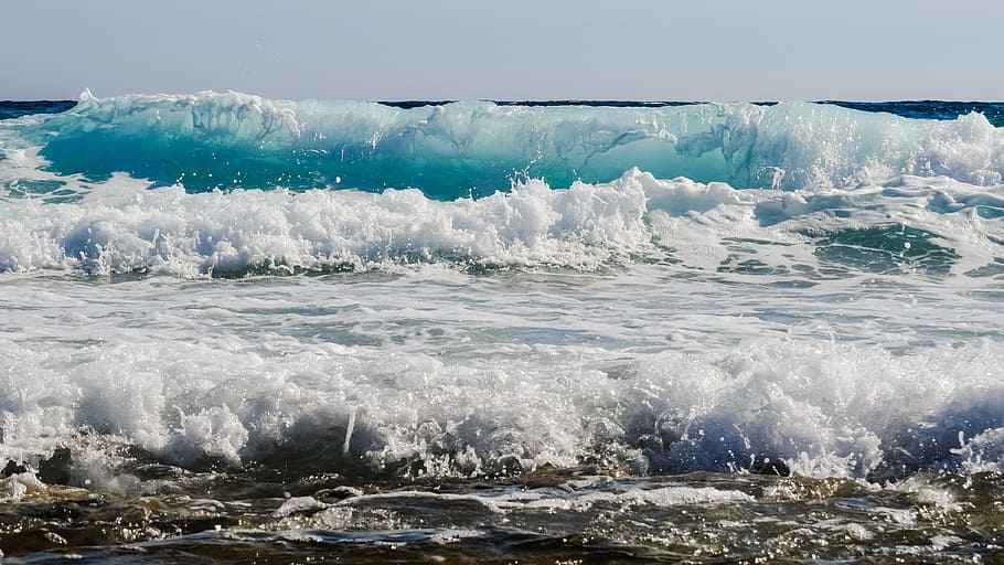 wave, smashing, foam, spray, sea, nature, wind, power, splash HD wallpaper