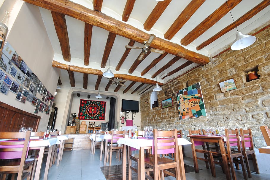 restaurant, inside, ager, lopoble, seat, chair, architecture HD wallpaper