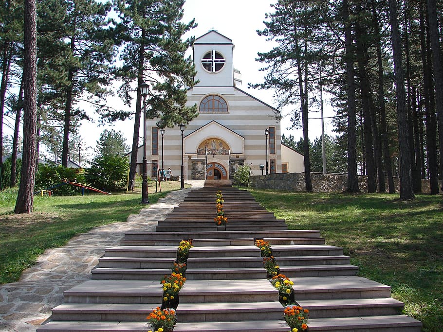 zlatibor, serbia, mountain, church, tree, plant, direction, HD wallpaper