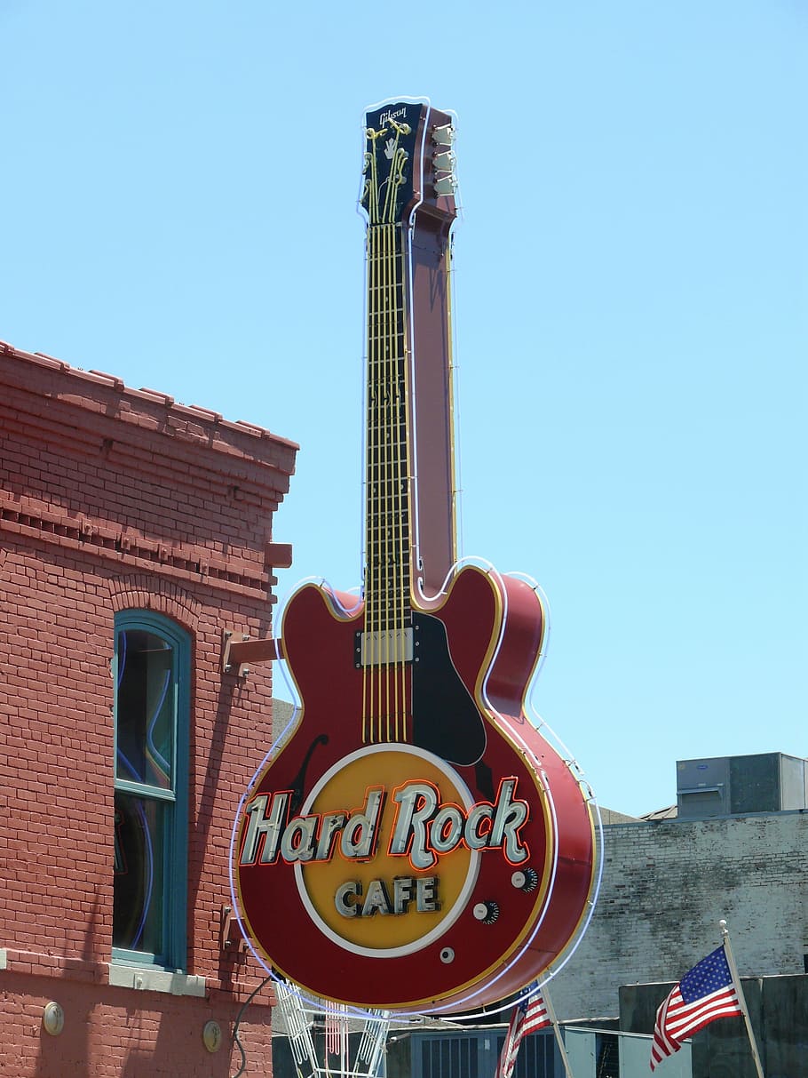 Guitar, Hard Rock Cafe, Memphis, hard rock cafe memphis, usa, HD wallpaper